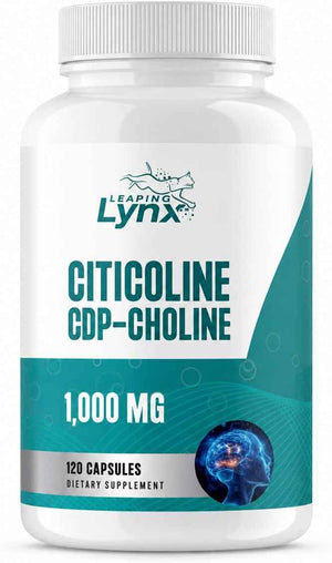 Leaping Lynx Citicoline 1000 mg (CDP Choline) Capsules - 120 Count - CDP Choline Supplement for Brain, Focus & Memory Support - Nootropic Choline Supplement - Non-GMO, ISO-Certified
