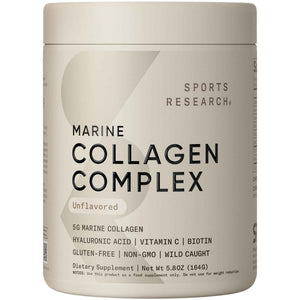 Sports Research Marine Collagen Peptides Powder - Sourced from Wild-Caught Fish, Pescatarian Friendly, Keto Certified & Non-GMO Tested - Easy to Mix in Water or Juice! (34 Servings)