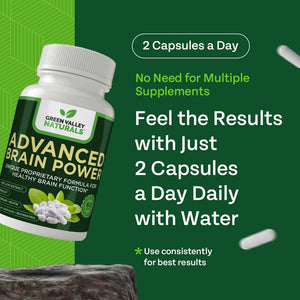GREEN VALLEY NATURALS - Advanced Brain Power - Supports Healthy, Normal Brain Function, Focus and Concentration, clinically formulated to Support Healthy Brain Clarity. (1 Bottle, 60, Count) GREEN VALLEY NATURALS buy supplements Au
