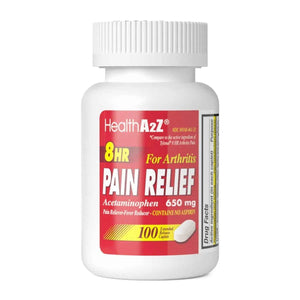 HealthA2Z Pain Relief Extended Release - Acetaminophen 650mg - 8 Hours - Arthiritis Pain - Pain Reliever - Fever Reducer - Contains no Aspirin (100 Count)
