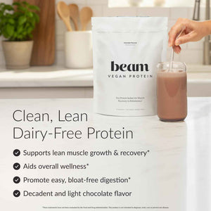 BEAM Vegan Protein Powder - Organic Pea Protein Isolate, 20g Plant-Based Protein per Serving, Third-Party Tested, No Added Sugar, Dairy Free, Soy Free, Gluten Free, 20 Servings, Chocolate