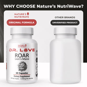 Nature’s NutriWave Dr. Love Roar Lion’s Mane Mushroom Supplement – Plant-Based Formula with Cordyceps, Reishi & Shiitake – Vegan, Gluten-Free, GMP Certified, Made in USA – 60 Capsules, 1 Month Supply Nature’s NutriWaveBuy Supplements Australia