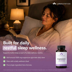 Luma Nutrition Magnesium Glycinate 1000mg Supplement - 60 Capsules