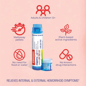 Boiron HemCalm On The Go Travel Essential for Hemorrhoid Relief of Pain, Itching, Swelling or Discomfort - 2 Count (160 Pellets) BoironBuy Supplements Australia