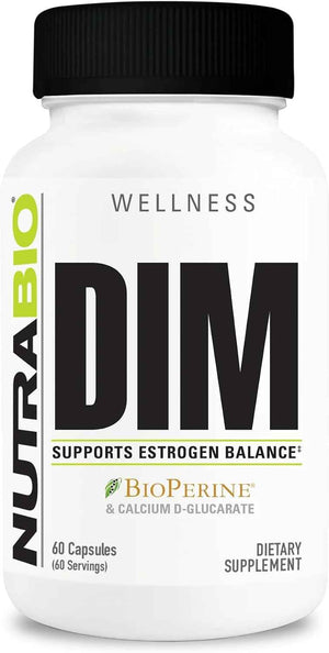 NutraBio DIM Supplement, Supports Estrogen Balance, 100mg - 60 Vegetable Capsules