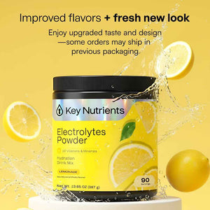 KEY NUTRIENTS Electrolytes Powder Bundle, Refreshing Lemonade 90 Servings Jar + Fresh Pink Lemonade 90 Servings Jar, Sugar Free Hydration Drink Mix with Vitamins & Minerals, No Calories