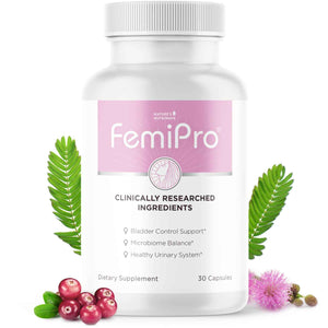 Femipro Bladder Control Supplements for Women & Men, Natural Herb & Probiotic Blend, Supports Urinary Tract Health & Microbiome Balance - Made in USA Non-GMO, 30 Capsules, 1 Month Supply