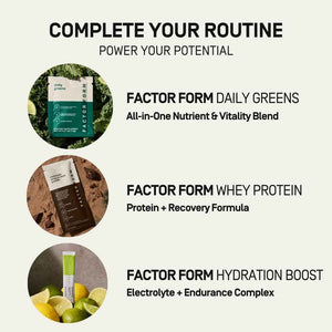FACTOR FORM Daily Greens Superfood Powder | 5 Functional Blends for Gut Health, Energy & Immunity | Prebiotics, Probiotics, Adaptogens, B Vitamins (7 Servings, Individual Packets) FACTOR FORMBuy Supplements Australia