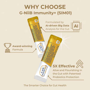 G-NiiB Immunity Elite (SIM01 Synbiotic Formula) - Potent Live probiotics and Added prebiotics to Support Immunity, Regularity, Sleep, Mood, and Skin - 5X More Effective in Reaching the Gut Alive G-NiiBBuy Supplements Australia