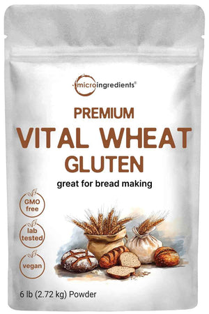 Premium Vital Wheat Gluten, 6lbs Powder - Great for Bread Making & Seitan - 24g High Protein Per Serving - Low Carb Baking Flour - Plant Based - Vegan & Keto Friendly - Non-GMO