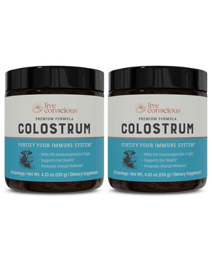 Live Conscious Colostrum Powder - Grass Fed Colostrum Supplement with Lactoferrin for Iron Absorption - Bovine Colostrum an Immune System Supplement