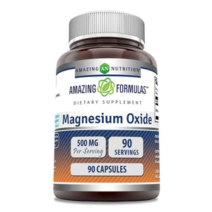 Amazing Formulas Magnesium Oxide Supplement - 500 Mg per Serving - 90 Capsules - Non-GMO - Gluten-Free - Made in USA