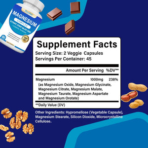 Magnesium Complex Supplement - 1000mg with 7 Magnesium Forms Including Glycinate, Citrate, Malate, Taurate & Orotate - Supports Relaxation, Muscle Function & Bone Strength - 90 Capsules Royalee buy supplements Au