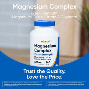 Nutricost Magnesium Complex 500mg, 240 Capsules - Magnesium Oxide, Citrate, and Glycinate - Gluten Free and Non-GMO Nutricost buy supplements Au