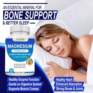 Magnesium Complex Supplement - 1000mg with 7 Magnesium Forms Including Glycinate, Citrate, Malate, Taurate & Orotate - Supports Relaxation, Muscle Function & Bone Strength - 90 Capsules Royalee buy supplements Au