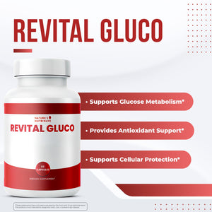Revital Gluco – Daily Supplement with Vitamin C, Vitamin E, Magnesium, Biotin, Zinc & 10+ Botanical Ingredients – Made in USA, Non-GMO, Stimulant-Free Formula – 60 Caps (30 Servings), 1 Month Supply Nature’s NutriWaveBuy Supplements Australia