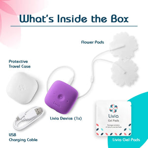 Livia Menstrual Pain Relief Device, Purple โ Off-Switch for Period Pain โ Portable & Discreet โ Rechargeable, Up to 8 Hours Battery โ Complete Kit with Stick-On Pads โ The Go-to Travel Partner LiviaBuy Supplements Australia