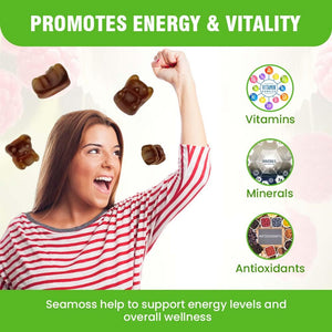 Safrel Irish Sea Moss Gummies 3000mg with Bladderwrack and Burdock Root, Thyroid Energy and Immune Support, Vegan Raspberry Flavor, 60 Gummies SafrelBuy Supplements Australia