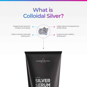 Livingood Daily Silver Serum Skin Cream, Moisturizing Body Cream with Colloidal Silver, Hyaluronic Acid, Coconut Oil & Vitamin E, Unscented Body Moisturizer for Dry Skin, Women & Men, 3.4 Oz