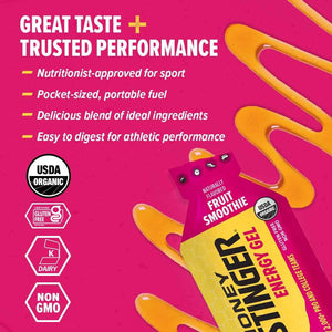 Honey Stinger Organic Fruit Smoothie Energy Gel, Gluten Free & Caffeine Free, for Exercise, Running and Performance, Sports Nutrition for Home & Gym,