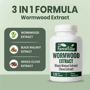 ForestVibe Wormwood Complex with Black Walnut & Clove, 3-in-1 Herbal Blend, Sweet Wormwood Extract Capsules, 120 Vegan Capsules, 2 Month Supply, Non-GMO & Gluten Free Supplement