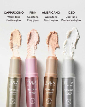 TULA Skin Care ‘Spresso Energizing Eye Balm, Gold Glow - Energizing & Hydrating Caffeine Under Eye Treatment for Dark Circles, Portable and Perfect to Use On-the-go, 0.35 oz.