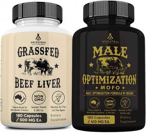 Ancestral Supplements Beef Liver & Mofo Bundle for Men - Supports Energy, Strength, Hormone Health & Vitality - Grass Fed, Pasture Raised Beef Organ Multivitamin with Targeted Nutrients