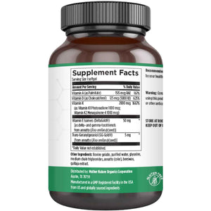 ADK Vitamin Supplement - 5000 IU Vitamin D3 + A & K2 MK-7 - High Absorption for Bone, Heart & Immune Support - Non-GMO (60 Softgels) Mother Nature Organics Superfoods for Organic LivingBuy Supplements Australia