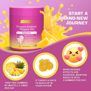 Brurtzexs Her Juicy Feminine Probiotics Gummies for Women with Slippery Elm - Pineapple Flavor, pH Balance & Immune Health Support - Digestive & Feminine Support - Vegan Supplement, 60 C Brurtzexs buy supplements Au