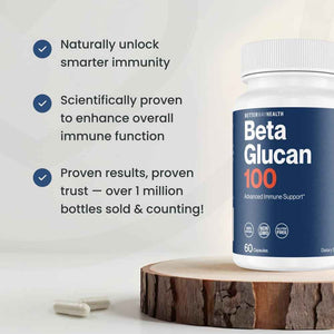 Better Way Health - Advanced Immune Readiness - Highly Purified 1,3/1,6 Beta Glucan 100 - Clinically Tested Immune Defense - 100mg/60 Capsules