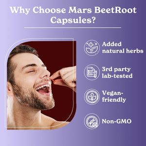 MarsbyGHC Natural Beetroot Capsules - with Garlic, Blueberry, Pomegranate & L-Arginine - Plant-Based Supplement - Pack of 1