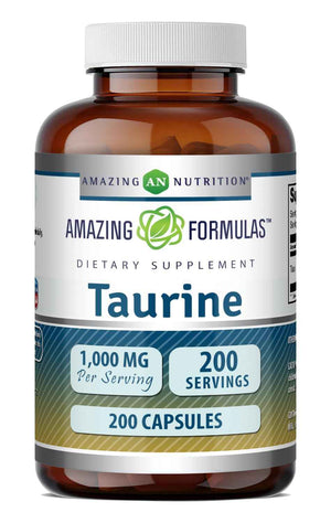 Amazing Formulas Taurine 1000 Mg - Capsules Supplement - Non-GMO - Gluten-Free - Made in USA (200 Capsules)
