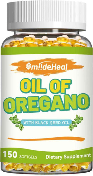 Oregano Oil with Black Seed Oil Softgels - Gluten Free, Non-GMO,150 Softgels, 75-Day Supply