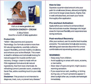 GOODOH Muscle & Joint Relief Cream with MSM (Dimethyl Sulfone), Glucosamine & Chondroitin - Fast Absorbing Cream for Muscle Pain, Joint Stiffness & Recovery - 3.38 oz