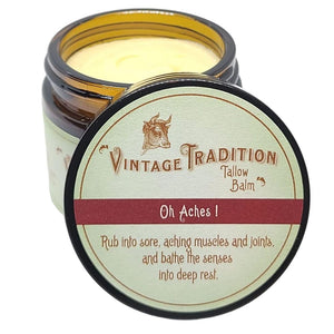 Vintage Tradition Oh Aches! Tallow Balm Supports Joint and Muscle Health – Beef Tallow Grass Fed Balm with Wintergreen, Peppermint, and Lime Essential Oil Blend, 2 Fl. Oz. Vintage TraditionBuy Supplements Australia