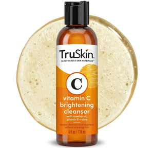 TruSkin Vitamin C Brightening Face Wash with Rosehip Oil, 4 fl oz - Vitamins C & E, Aloe Vera and MSM gently cleanse, refresh and support radiant-looking skin without over-drying