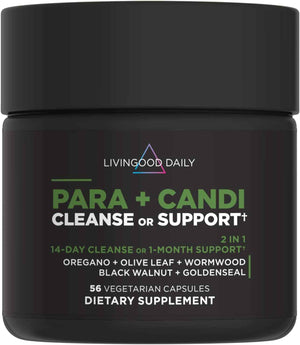 Livingood Herbal Digestive Balance Support with Oregano, Olive Leaf, Wormwood & Black Walnut - 56 Vegetarian Capsules