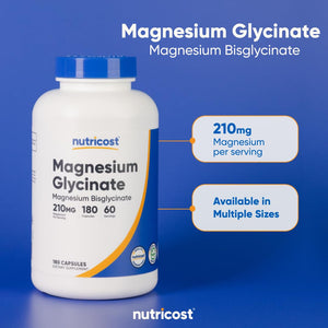 Nutricost Magnesium Glycinate Capsules (180 Capsules, 210 mg Per Serving) - Magnesium Glycinate Supplement for Gentle Absorption NutricostBuy Supplements Australia