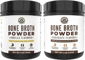 Left Coast Performance Vanilla Bone Broth Protein Powder, 16oz + Chocolate Bone Broth Protein Powder 16oz