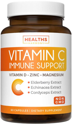 Super Greens & Vitamin C (1-Month Supply) Greens & C Synergy Bundle of Organic Super Greens Powder - Complete Superfood (60 Capsules) & & Vitamin C Immune Support (60 Vegetarian Caps)(Non-GMO)