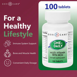 GeriCare One-Daily Multi-Vitamin with Iron Tablets,100 Count (Pack of 1) GeriCare