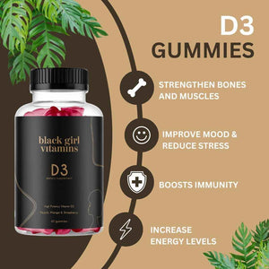 Black Girl Vitamins Look Good Feel Good Bundle - Hair Skin & Nails, Vitamin D3 2000IU & Once a Day Multivitamin - Women's Supplement Bundle