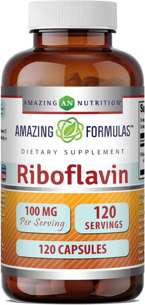Amazing Formulas Riboflavin (Vitamin B2) Supplement - 100 Mg Per Serving - 120 Capsules - Non-GMO - Gluten Free - Made in USA