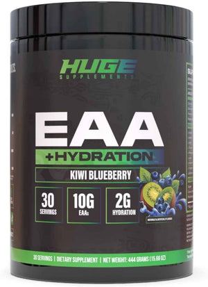 Huge EAA + Hydration, Essential Amino Acids Powder, EAAs & BCAAs, Intra & Post Workout Recovery Powder, Muscle Growth, Recovery & Performance, 10g EAAs & Electrolytes, Kiwi Blueberry, 30 Servings