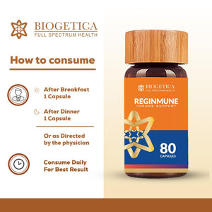 Biogetica Reginmune - Natural Immune Support Care Daily Boost Immune System Booster - 80 Capsules Biogetica buy supplements Au