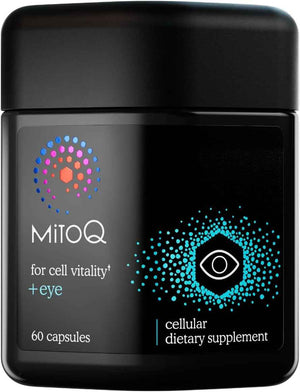 MitoQ +Eye - Eye Health Supplement with Lutein & Zeaxanthin (5:1 Ratio), Bilberry, Maritime Pine Bark, Zinc, Mitoquinol - Supports Macular Health, Visual Clarity & Blue Light Defense