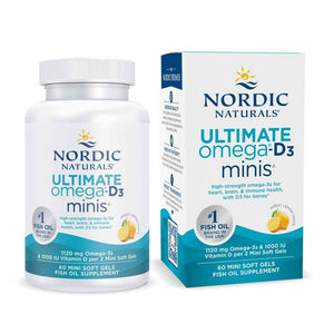 Nordic Naturals Ultimate Omega Mini D3, Lemon Flavor - 60 Mini Soft Gels - 1120 mg Omega-3 + 1000 IU Vitamin D3 - EPA & DHA - Promotes Brain & Heart Health - 30 Servings
