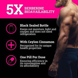 Black Forest 5X Berberine a Dihydroberberine Supplement (Super Berberine Now 5X More Effective Than Regular Berberine HCL) Best Dihydroberberine with Ceylon Cinnamon - Similar to Berberine Phytosome