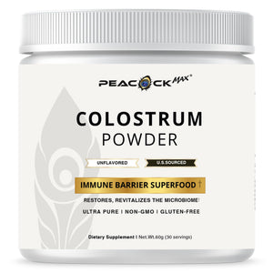 Peacock Max Colostrum Powder – 60g (30 Servings), Unflavored Bovine Colostrum Supplement, Superfood for Hair, Skin & Gut Health, Gluten-Free, Non-GMO Peacock MaxBuy Supplements Australia