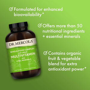 Dr. Mercola Whole-Food Complex with Added Multivitamin Plus Vital Minerals - Supports Nutrition & Immune Support - Bioavailable - GMO Free - 240 Tablets (30 Servings) Dr. MercolaBuy Supplements Australia